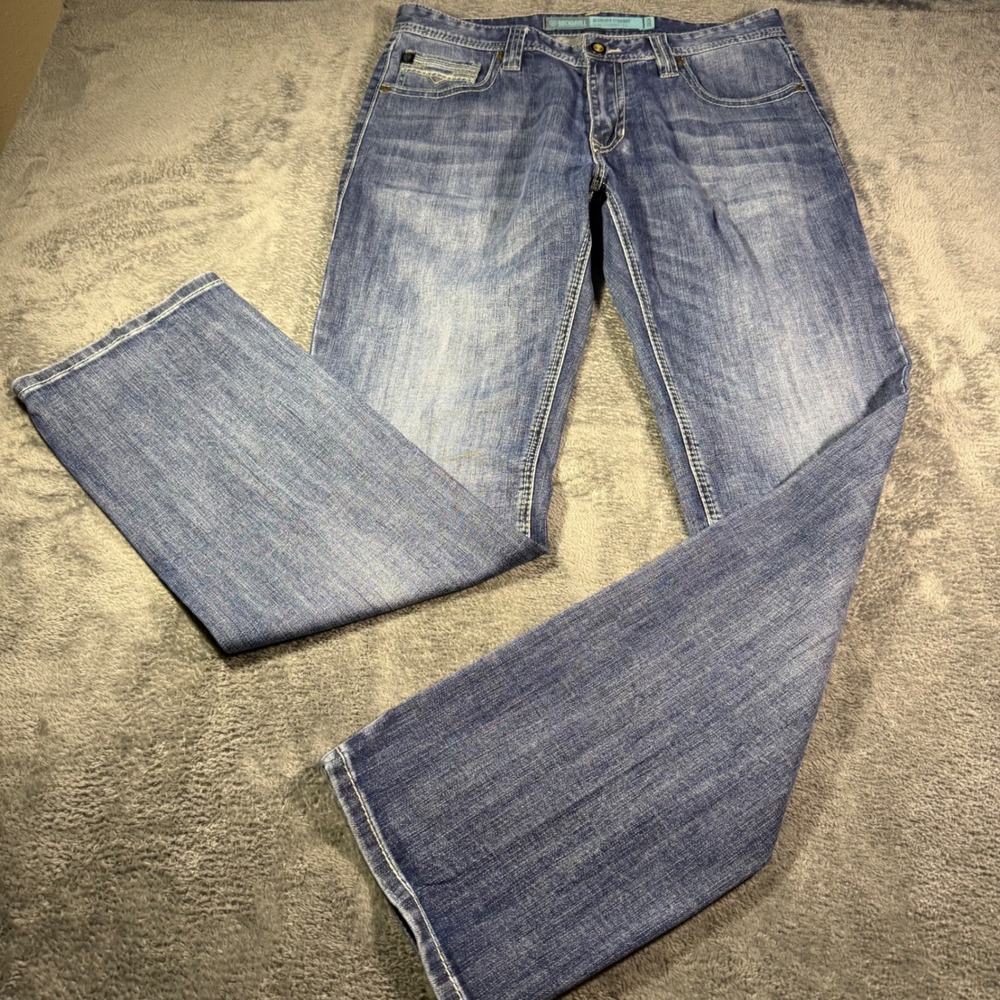Rock & Roll Denim Revolver Straight Mens Slim Straight Leg Jeans Blue 33x34